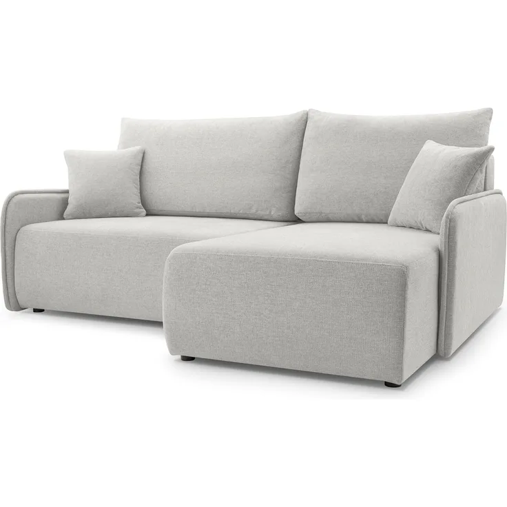 Selsey 'Netarro' Ecksofa mit Schlaffunktion, Bettkasten und Chenille-Bezug, graubeige, rechts