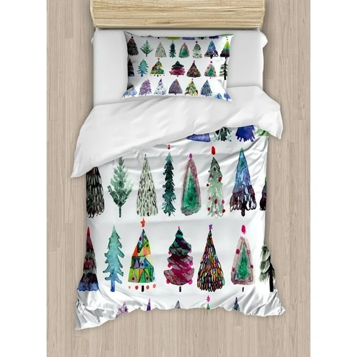 Abakuhaus Bettwäsche Milbensicher Allergiker geeignet mit Kissenbezug, Microfaser, Weihnachten Aquarell Tannenbaum – Bild 2