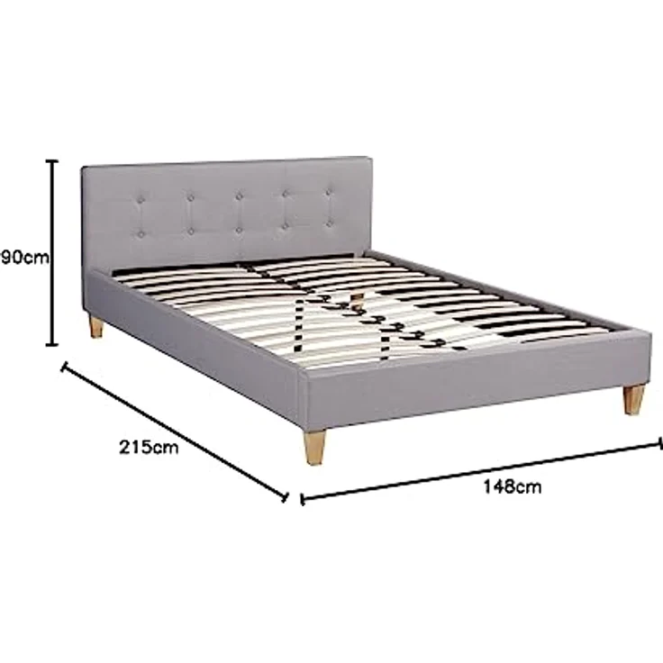 CARO-Möbel Polsterbett Adele Bettgestell 140x200 cm Doppelbett Designbett, inklusive Lattenrost, Stoffbezug in grau anthrazit – Bild 4
