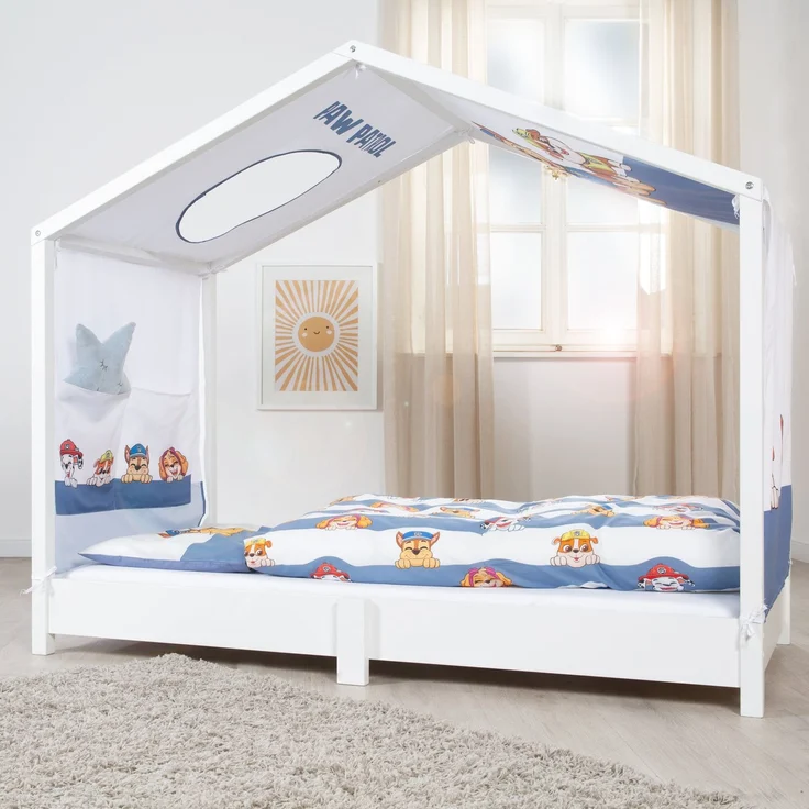 roba Bezug für Montessori Hausbetten 70 x 140 cm im Paw Patrol Design - Passendes Zubehör zum Umbau in Himmelbett - Inkl. 3 Aufbewahrungstaschen & Dachfenster – Bild 7