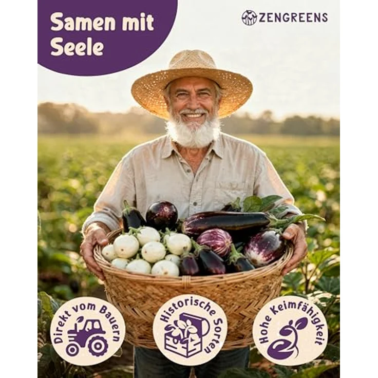 ZenGreens® - Bio Auberginensamen im 6er Set - 6 Aubergine Samen für den einfachen Anbau im Garten, Balkon oder Hochbeet - Pflanzensamen - Saatgut – Bild 3