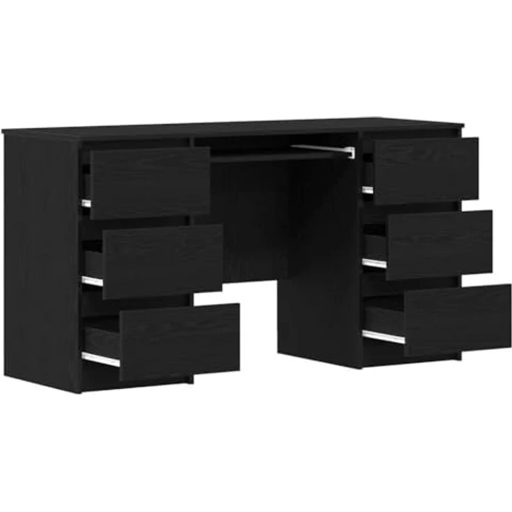 vidaXL Schreibtisch mit Speicher Schwarz Eichen-Optik 140 x 50 x 76 cm 3329284 – Bild 9