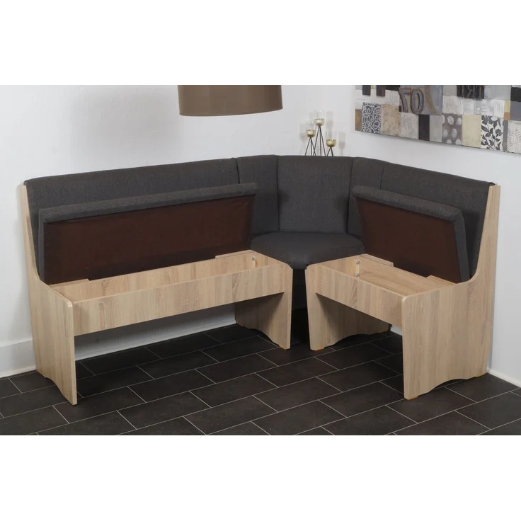 MSZ Design Eckbank Eckbankgruppe DUISBURG mit Säulentisch Varese Sonoma ausziehbar 125x89x89 cm – Bild 4