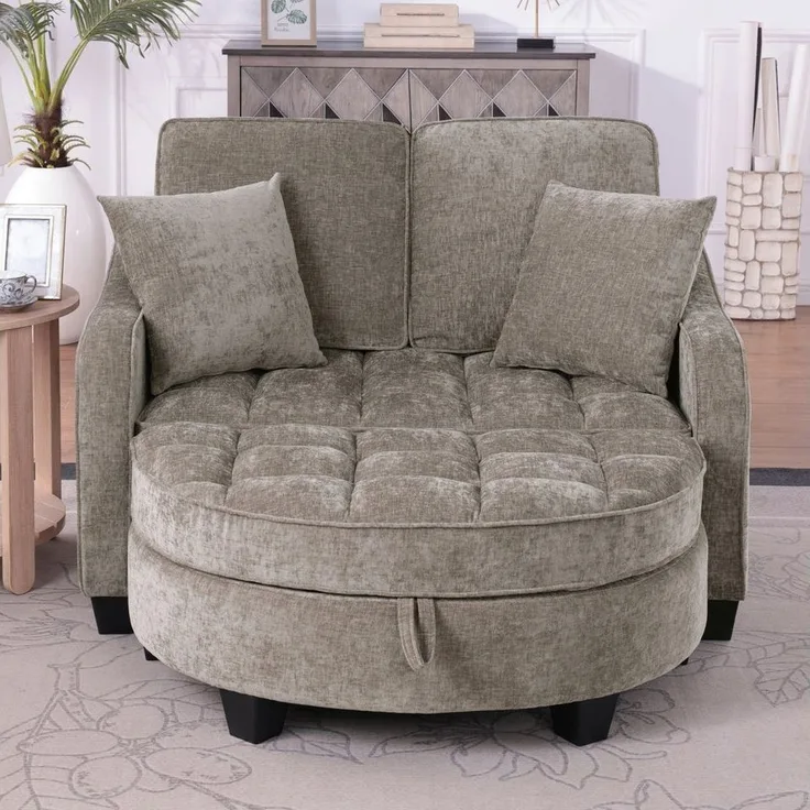 HAUSS SPOLE Schlafsofa mit Schlaffunktion Wohnzimmersofa Multifunktionales Sofa mit Hocker, Multifunktionales Sofa mit Hocker, 2-in-1 Sofa-Bett für Wohn/Arbeits/Schlafzimmer, Braun