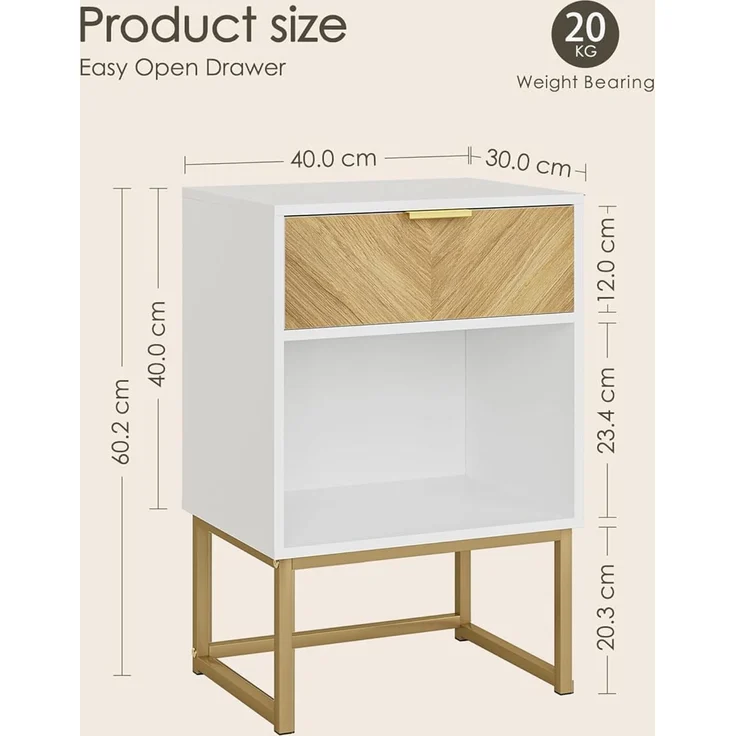 HEYZOEY Moderner Holz Nachttisch mit – Bild 2