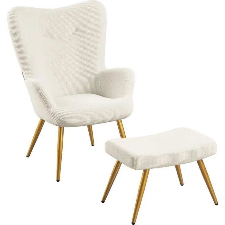 Yaheetech Relaxsessel Ohrensessel mit Hocker, Loungesessel mit Klappbarer Rückenlehne – Bild 1