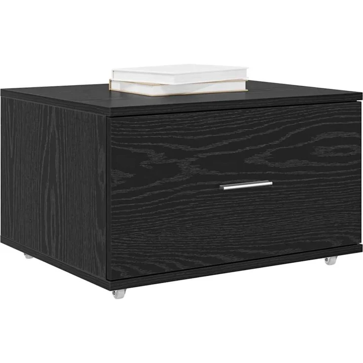 vidaXL Schubladenschrank Mit Rad Schwarz Eichen-Optik 55 x 45 x 31 cm 869307 – Bild 3