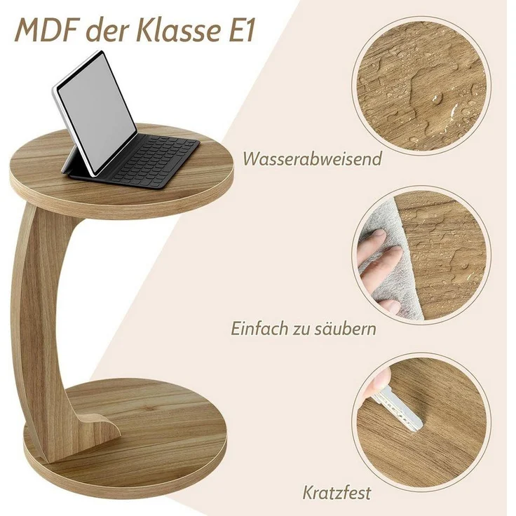 Woltu Beistelltisch, Couchtisch rund, C Form, für Sofa Bett, φ38xH55 cm – Bild 3