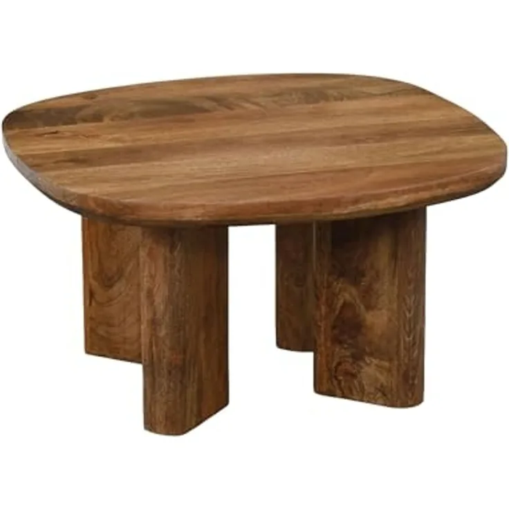 FINEBUY Couchtisch FB116613 Mango Massivholz 60cm Sofatisch Wohnzimmertisch quadratisch (Klares Design trifft warme Holzoptik), Handgefertigt mit Liebe zum Detail