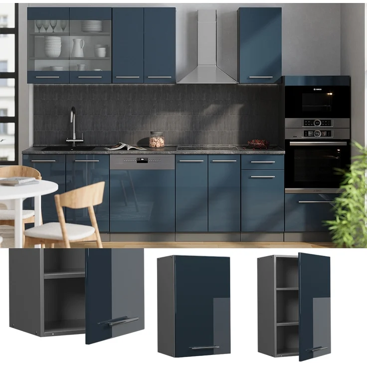 Hängeschrank Fame-Line Dunkelblau Hochglanz 45 cm Vicco – Bild 2