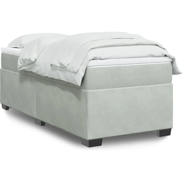 vidaXL Boxspringbett mit Matratze Hellgrau 90x190 cm Samt 3285251 – Bild 1