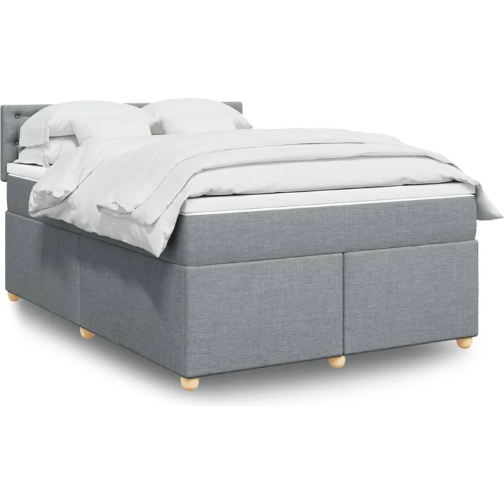 vidaXL Boxspringbett mit Matratze Hellgrau 140x190 cm Stoff 3288989 – Bild 1