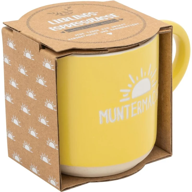 GRUSS & CO Espressotasse mit Gravur "Muntermacher" | Mini-Tasse aus Steinzeug, 10 cl, Tässchen mit Geschenk-Banderole | Geschenk Freunde, Geburtstag | 74651 – Bild 2