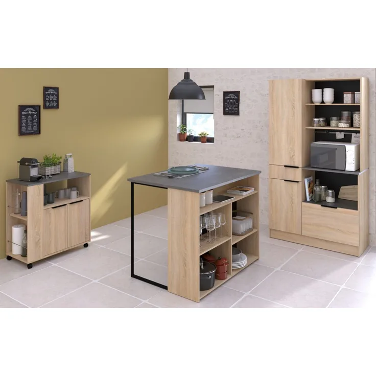 Parisot Küchenschrank Set 3-tlg. Fumay in Eiche und grau