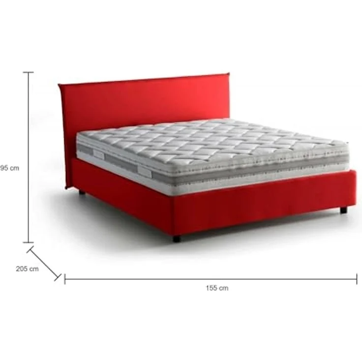 Talamo Italia - Doppelbett Beata, Stoffbett mit Stauraum, Öffnung vorne, inklusive Matratze 140x190 cm, 100 % Made in Italy, Rot – Bild 2