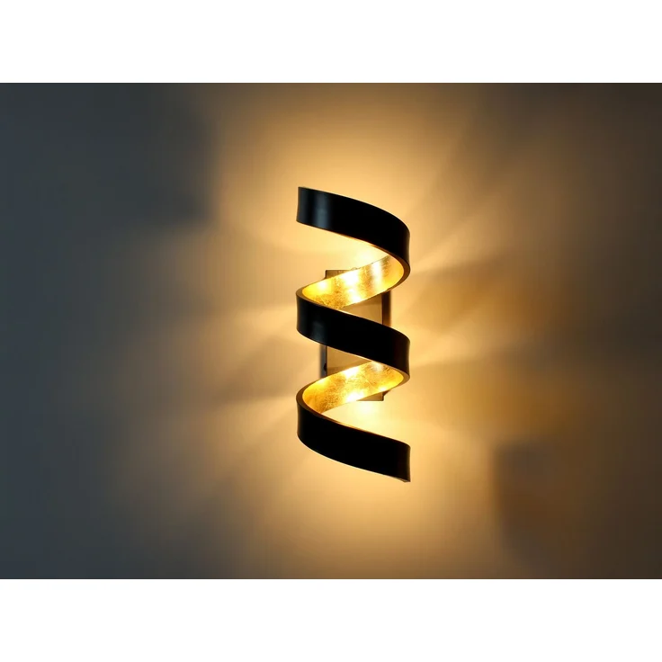 Ausgefallene LED Wandleuchte HELIX Schwarz / Gold, Höhe 26cm – Bild 5