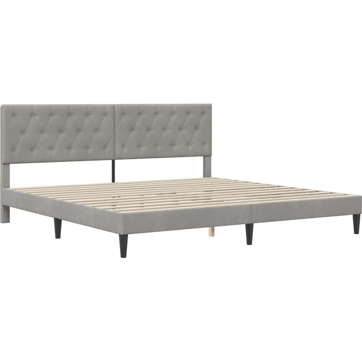 vidaXL Bettgestell mit Matratze Hellgrau 200x200 cm Samt 3415072 – Bild 4