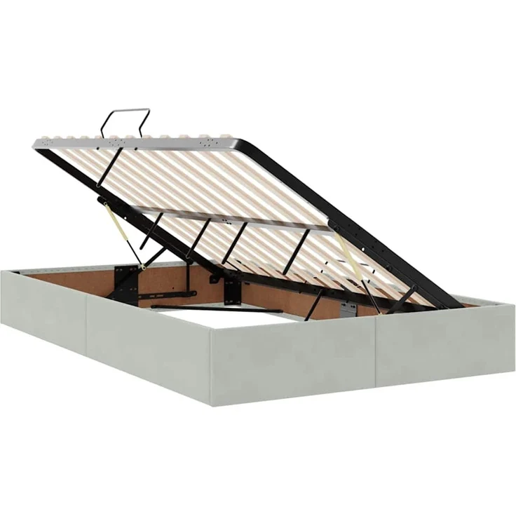 vidaXL Aufbewahrungsbett mit Matratze Hellgrau 120 x 200 cm Samt 3372081 – Bild 6