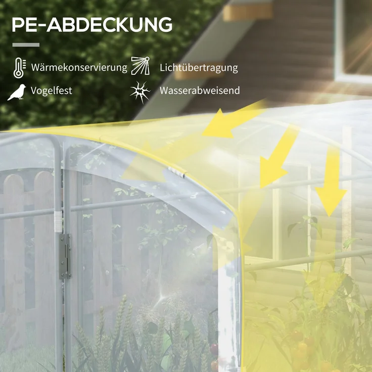 Outsunny Tunnelgewächshaus, PE, verzinktes Stahl, Transparent, 300L x 200B x 195Hcm – Bild 4