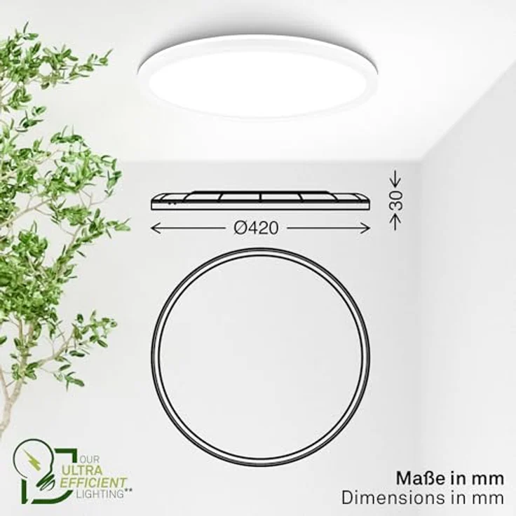 BRILONER - EEK A LED Panel Effizient mit 14W bei 3000lm, ca. 50.000h Licht, flach, CCT, indirektes Licht, LED Lampe, Deckenleuchte, Wohnzimmerlampe, Deckenlampe, Flurlampe, 42x3 cm, Weiß – Bild 12