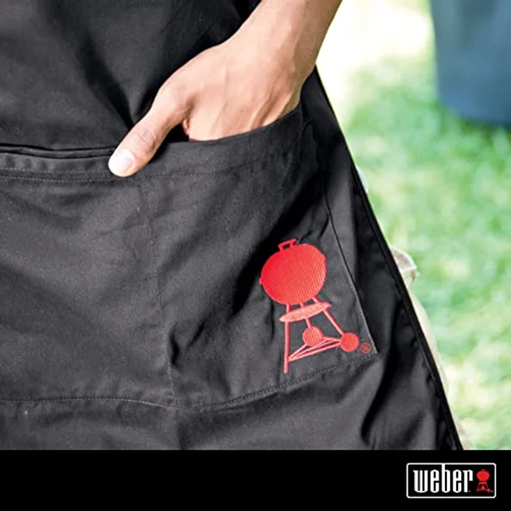 Weber Grillschürze mit Stickerei 6533 schwarz Grillschürze mit großen Taschen für Utensilien – Bild 3