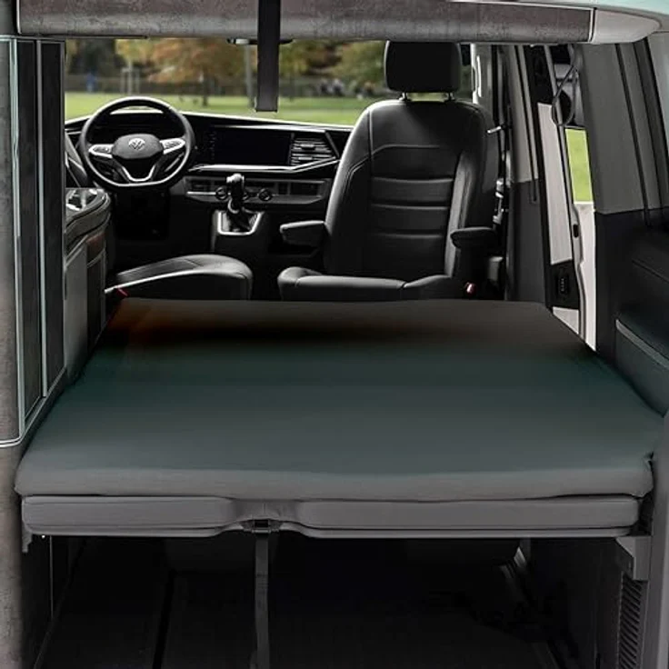BLACK FOREST FOX Spannbettlaken VW T7 California Ocean Faltbett OEKO-TEX® Grau Camper Van, Baumwolle, Gummizug: rundum – Bild 2