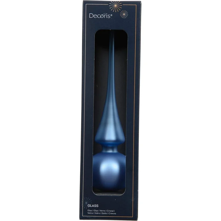 Kaemingk Christbaumspitze, Christbaumspitze Glas 26cm - Himmelblau matt