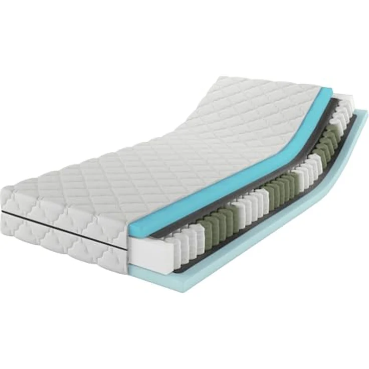 MSS e.K. MedicSpring 2-in-1 Taschenfederkernmatratze, 80 x 200 cm, 7-Zonen mit Komfortschaum und Microfaser-Bezug, Härtegrad H4/H5, waschbar bis 60°C – Bild 1
