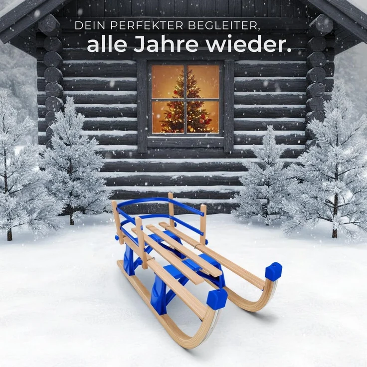 tectake Schlitten Holzschlitten, klappbar, mit Rückenlehne – Bild 8