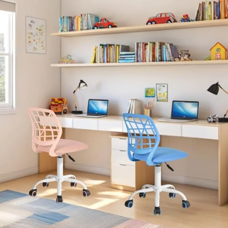 FurnitureR Bunte Schreibtischstuhl, Modernes verstellbares Design Computer Sitz, Swivel Armless Stuhl, Kinderzimmer, Home Office Task Chair – Bild 3