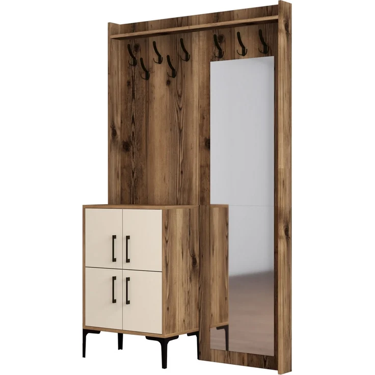 Skye Decor 'Berlin BC - Walnut, Cream' Garderobe, Walnuss / Creme, 120 x 200 x 35 cm – Bild 5