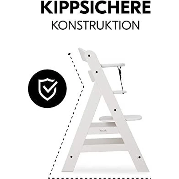 Hauck Kinder Hochstuhl Alpha+ - Mitwachsender Holz Babystuhl (FSC zertifiziert), Kinderhochstuhl ab 6 Monate, verstellbar, mit Schutzbügel, Schrittgurt und 5-Punkt-Gurt - Creme – Bild 5