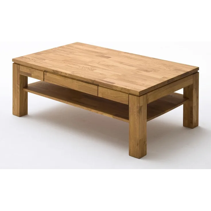 'Julian' Couchtisch mit Schubkasten, Asteiche massiv geölt, 45 x 70 x 115 cm
