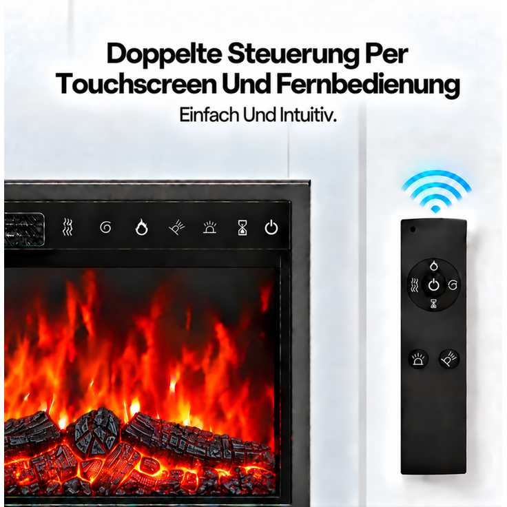 HOMAVO Elektrokamin mit Schrank, 23", 1000/2000W Heizung, 3D-Flammeneffekt , Schrankgröße: 139.5 × 37.5 × 21 cm, wahlweise mit Weihnachtsbaum – Bild 5