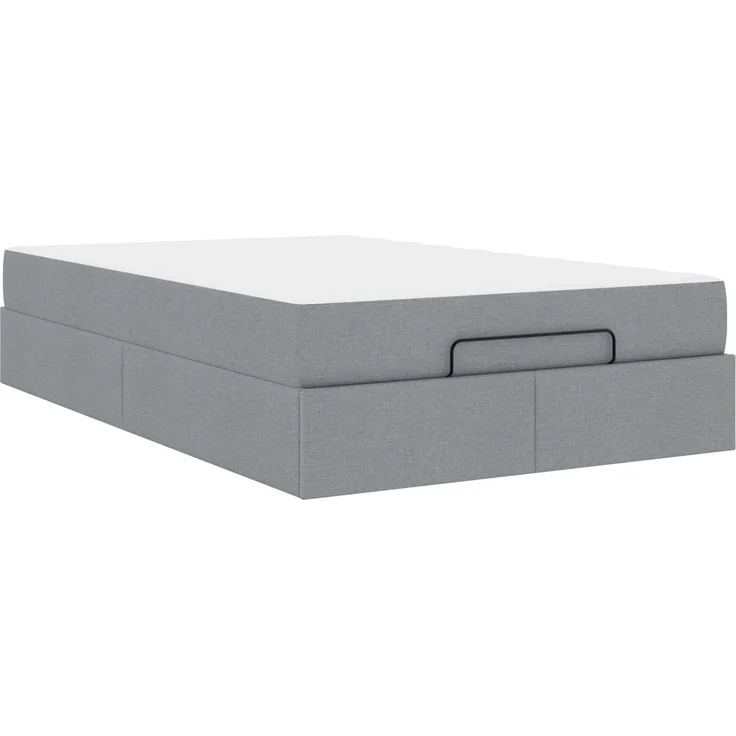 vidaXL Bettgestell mit Matratze mit Matratze 2 pcs Hellgrau Stoff 3399480 – Bild 4
