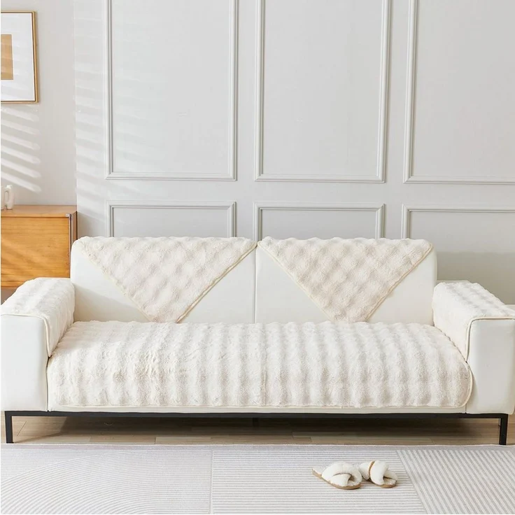 BTTO Sofaschoner Hussen Rutschfeste Überwurf Einfarbig Sofahussen Couch Bezug Ecksofa, für Wohnzimmer Sofaüberwurf Superweiche SofaÜberwurf aus Kunstpelz – Bild 3