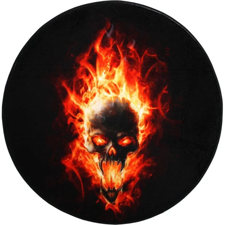 Sanilo Badematte Totenkopf Flammen, Höhe 15 mm, schnell trocknend, Polyester, rund, Memory Schaum