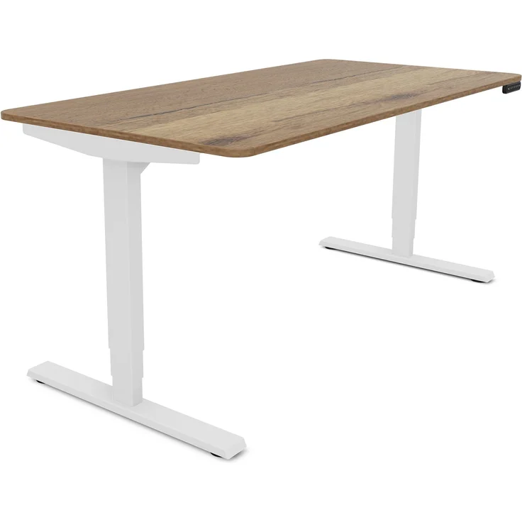 ASSMANN Elektrisch höhenverstellbarer Schreibtisch Y-Line Curved 160x70cm Eiche Tabak Signalweiß Metall Holz – Bild 10