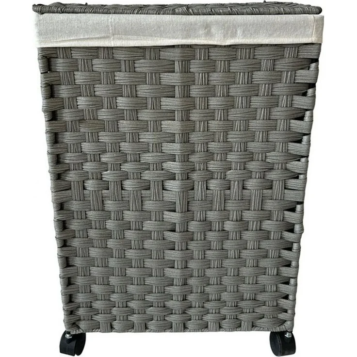HTI-Living Wäschekorb Wäschesammler 40 Liter Briena Grau (Stück, 1 St, 1 Wäschesammler), Wäschekorb Polyrattan auf Rollen – Bild 5