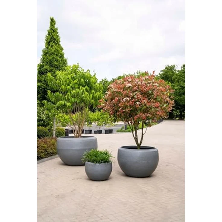 Capi Europe Übertopf rund Arc Granite, Anthrazit, Ø 67 cm x H 45 cm, leicht, bruchsicher, frost- und UV-beständig, für Innen- und Außenbereich – Bild 3