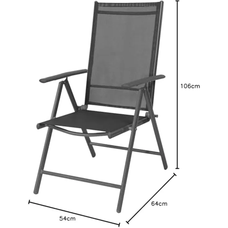 Garten Klappstuhl Aluminium - Textilen Anthrazit / Anthrazit – Bild 2