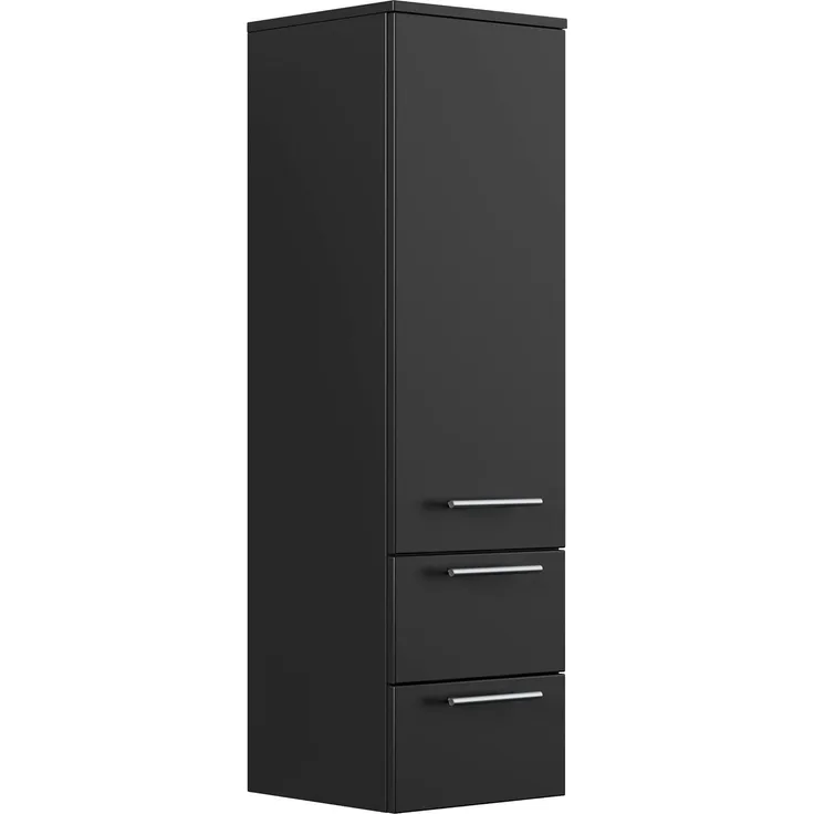 Hochschrank 120 cm schwarz mit Glaseinlagen : Schwarz