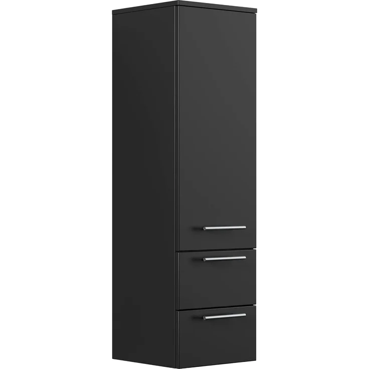 Hochschrank 120 cm schwarz mit Glaseinlagen : Schwarz – Bild 1