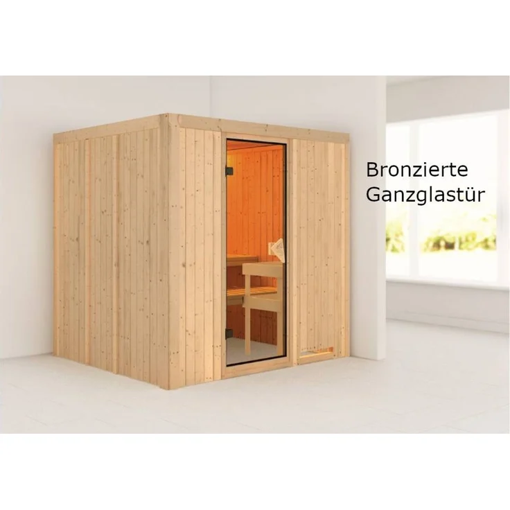 Karibu Sauna Sodin + 9kW Saunaofen mit integrierter Steuerung Energiespartür – Bild 5