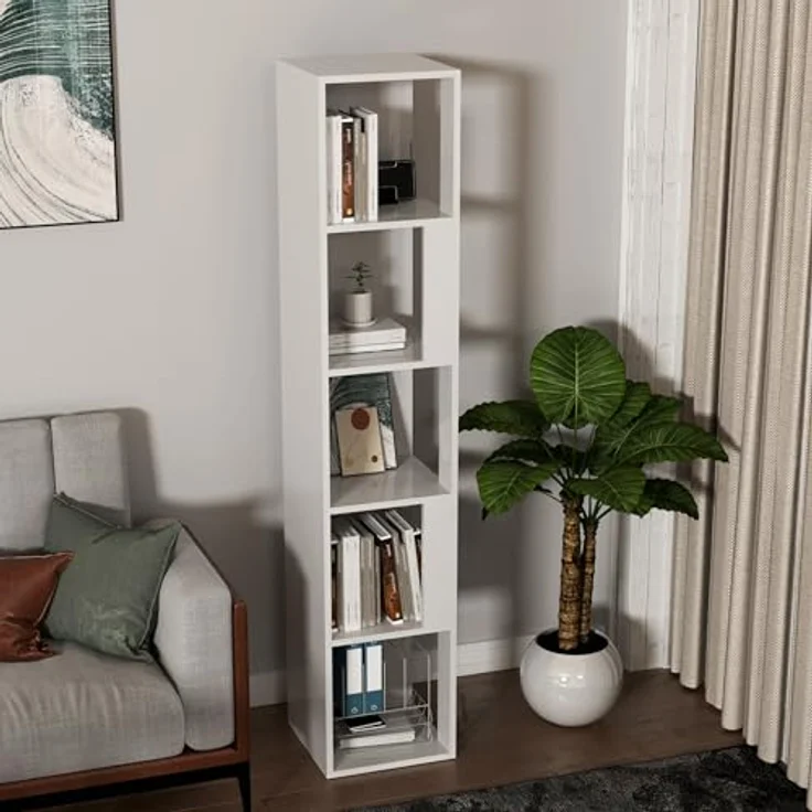 MID.YOU Regal, Weiß, Standregal aus Holzwerkstoff, 31.5x160x31.5 cm für das Wohnzimmer – Bild 5