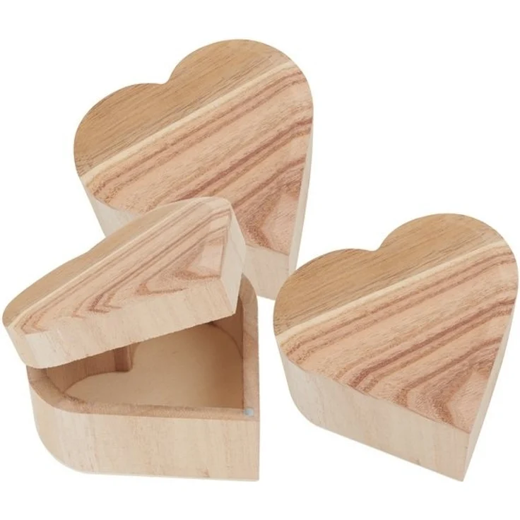 VBS Truhe Holzkästchen Herz, 10,5 cm x 9,5 cm x 5,5 cm 3er-Pack – Bild 2