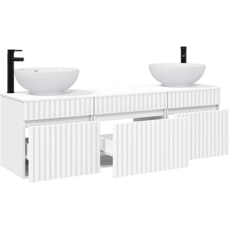 vidaXL Badezimmerschrank-Set 3 stk. Weiß 157 x 44,5 x 80 cm 3405757 – Bild 3