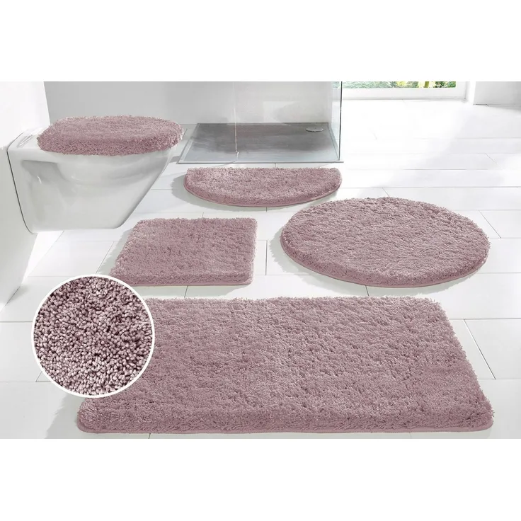 OTTO home Badematte Sanremo, Standard & Premium, 30mm oder 35mm, sehr weich, rutschhemmend beschichtet, schnell trocknend, fußbodenheizungsgeeignet, Polyester, rund, Badteppich, unifarben, rechteckig, rund & als 3-tlg. Set erhältlich