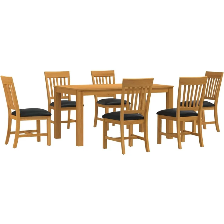 vidaXL Essgruppe DEVENTER 7 stk. Schwarz 150 x 85 x 75 cm 3430370 – Bild 2
