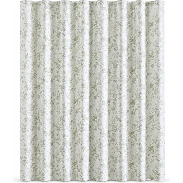 Duschvorhang mit Blumen-Digitaldruck, wasserabweisend und schimmelhemmend, Weiß-Grün, für Dusche, 220x180 cm